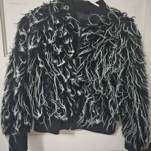 Yoki Black and White Fur Jacket
